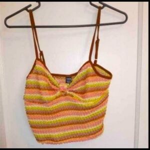 EUC SHEIN SXY Striped Print Contrast Binding Textured Cami Top Jrs. L